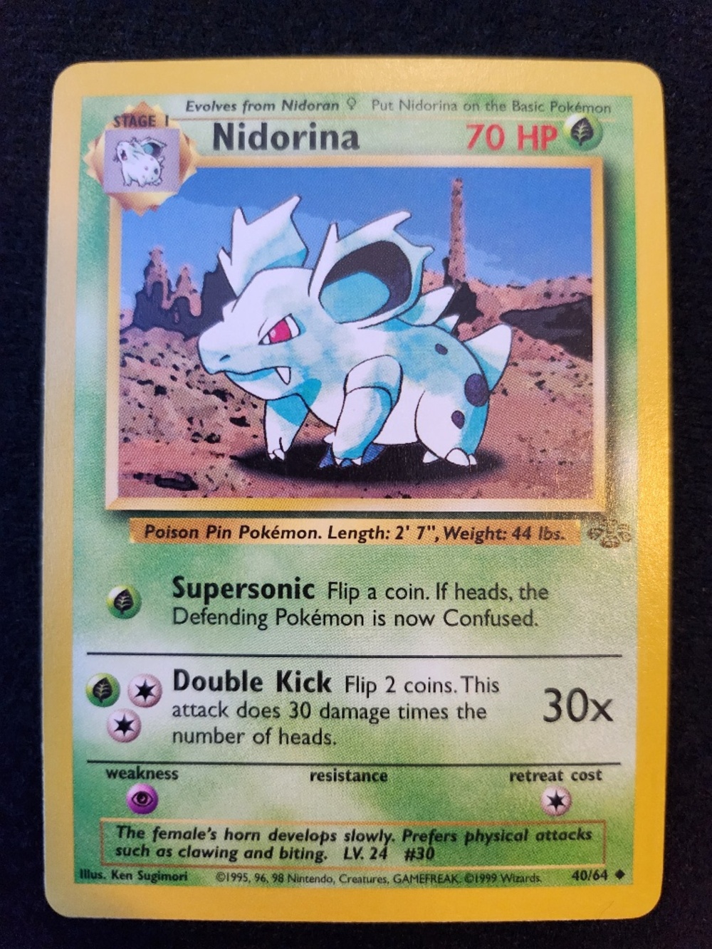 Nidorina (40/64) - Original Pokémon Trading Card Game - Jungle (1999)